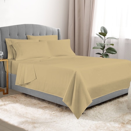 Luxury Dreams 6-Piece 1600 TC Series Ultra Soft Deep Pocket Premium Microfiber Bed Sheet Set LD-1600S-6PC-BEI-F